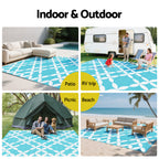 Gardeon Outdoor Rugs 274x366cm Large Carpet Reversible Area Mat PP Dual-Sided Patio Rug Light Blue