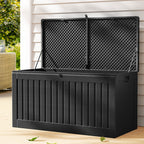 Gardeon Outdoor Storage Box 270L Container Lockable Garden Bench Tool Shed Black