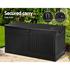 Gardeon Outdoor Storage Box 270L Container Lockable Garden Bench Tool Shed Black