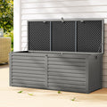 Gardeon Outdoor Storage Box 390L Container Lockable Garden Bench Tools Toy Shed Black