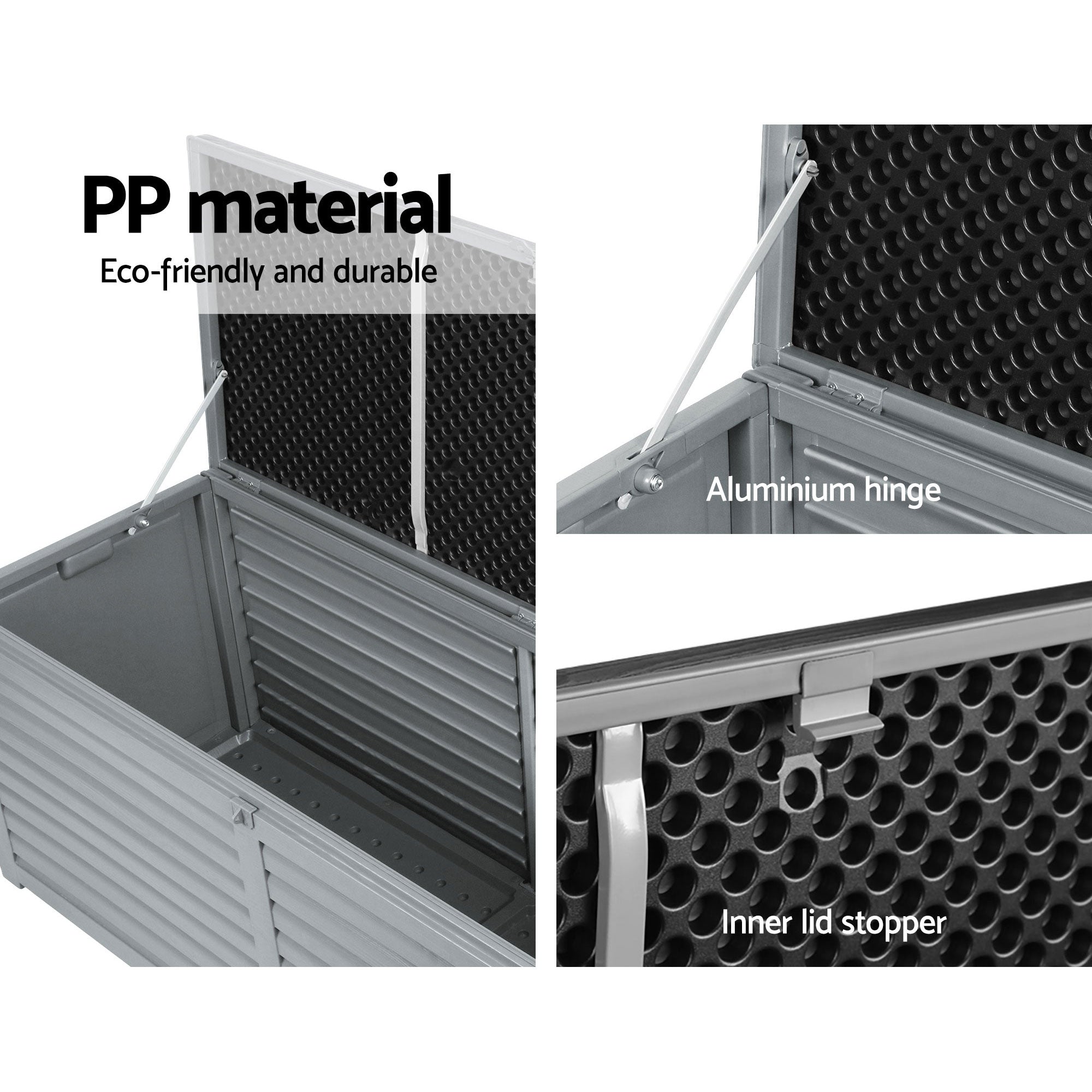 Gardeon Outdoor Storage Box 390L Container Lockable Garden Bench Tools Toy Shed Black