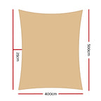 Instahut Shade Sail 4x5m Rectangle 280GSM 98% Sand Shade Cloth