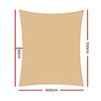 Instahut Shade Sail 6x7m Rectangle 280GSM 98% Sand Shade Cloth