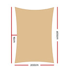 Instahut Shade Sail 2x4m Rectangle 185GSM 95% Sand Shade Cloth