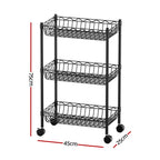 Artiss 3-Tier Shelving Unit Adjustable Garage Storage Kitchen Rack With Wheels