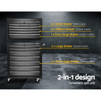 Giantz 16 Drawer Tool Box Cabinet Chest Trolley Toolbox Garage Storage Black