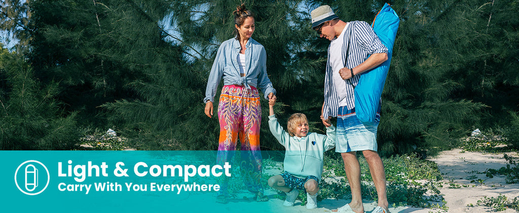 OutdoorMaster Pop Up 3-4 Person Beach Tent X-Large - Easy Setup, Portable Beach Shade Canopy Folding Sun Shelter with UPF 50+ UV Protection Removable Skylight Family Size (Blue)