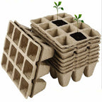 10pcs Biodegradable Seedling Trays 12-Hole Garden Starter