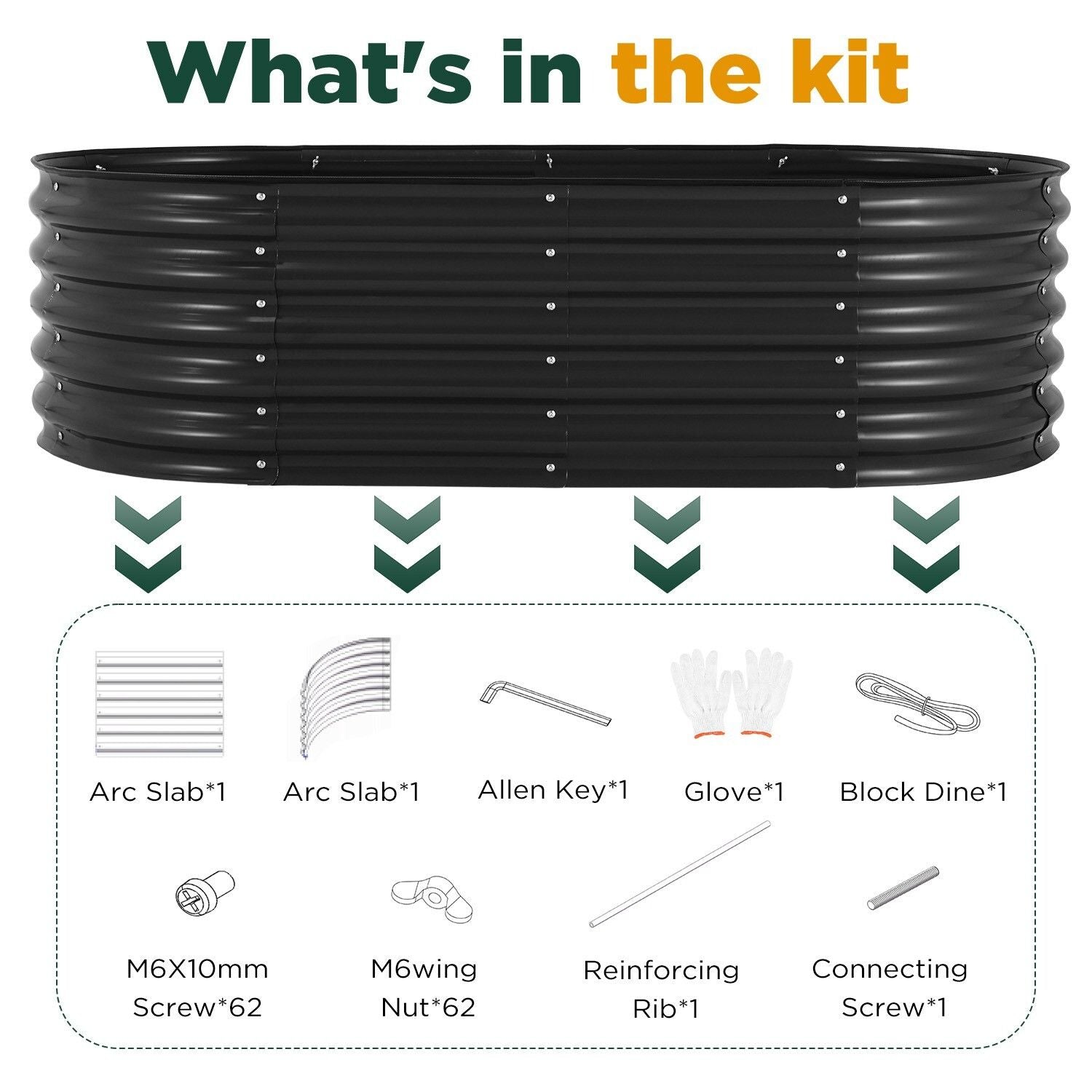 Oval Raised Garden Bed 160x80x42cm Galvanised Steel Planter