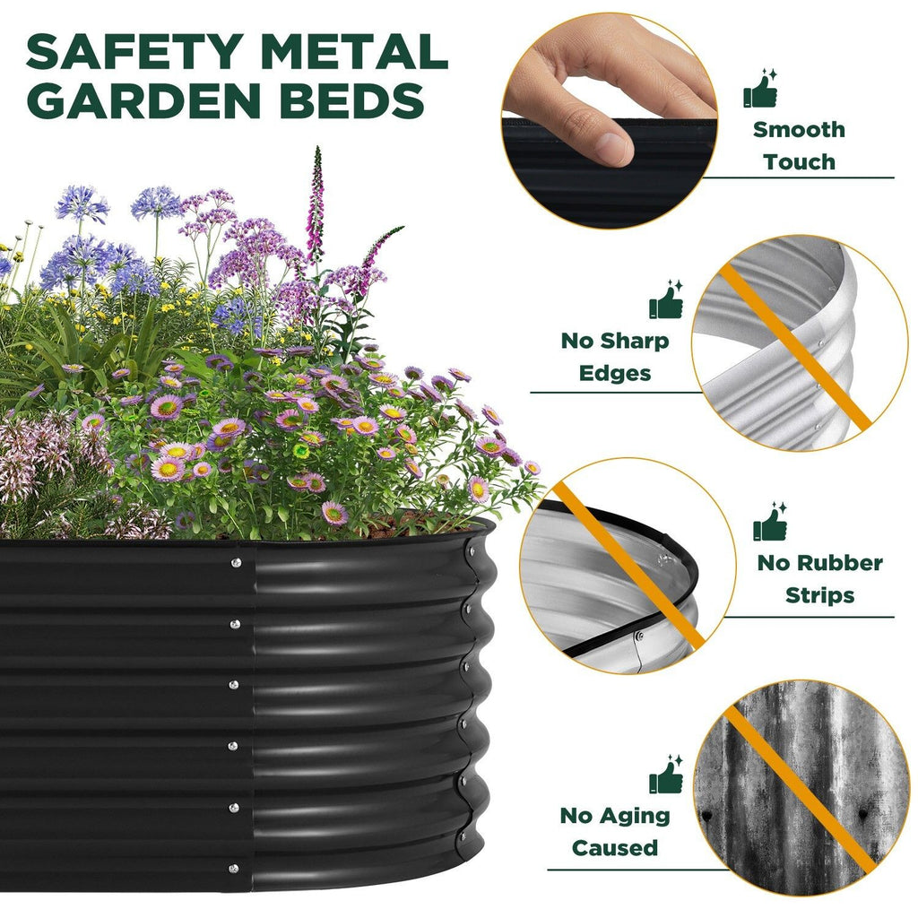 Oval Raised Garden Bed Galvanised Steel 240x80x42cm Planter