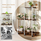 Plant Stand with Wheels Indoor Outdoor Flower Rack Display