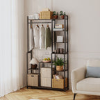 Plant Stand Shelf Rack with Hanging Rod Indoor Outdoor Display