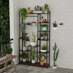 Plant Stand Shelf Rack with Hanging Rod Indoor Outdoor Display