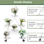 Movable Metal Plant Stand Garden Cart Indoor/Outdoor Decor