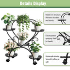 Rolling Metal Plant Stand Indoor Outdoor Garden Display Shelf