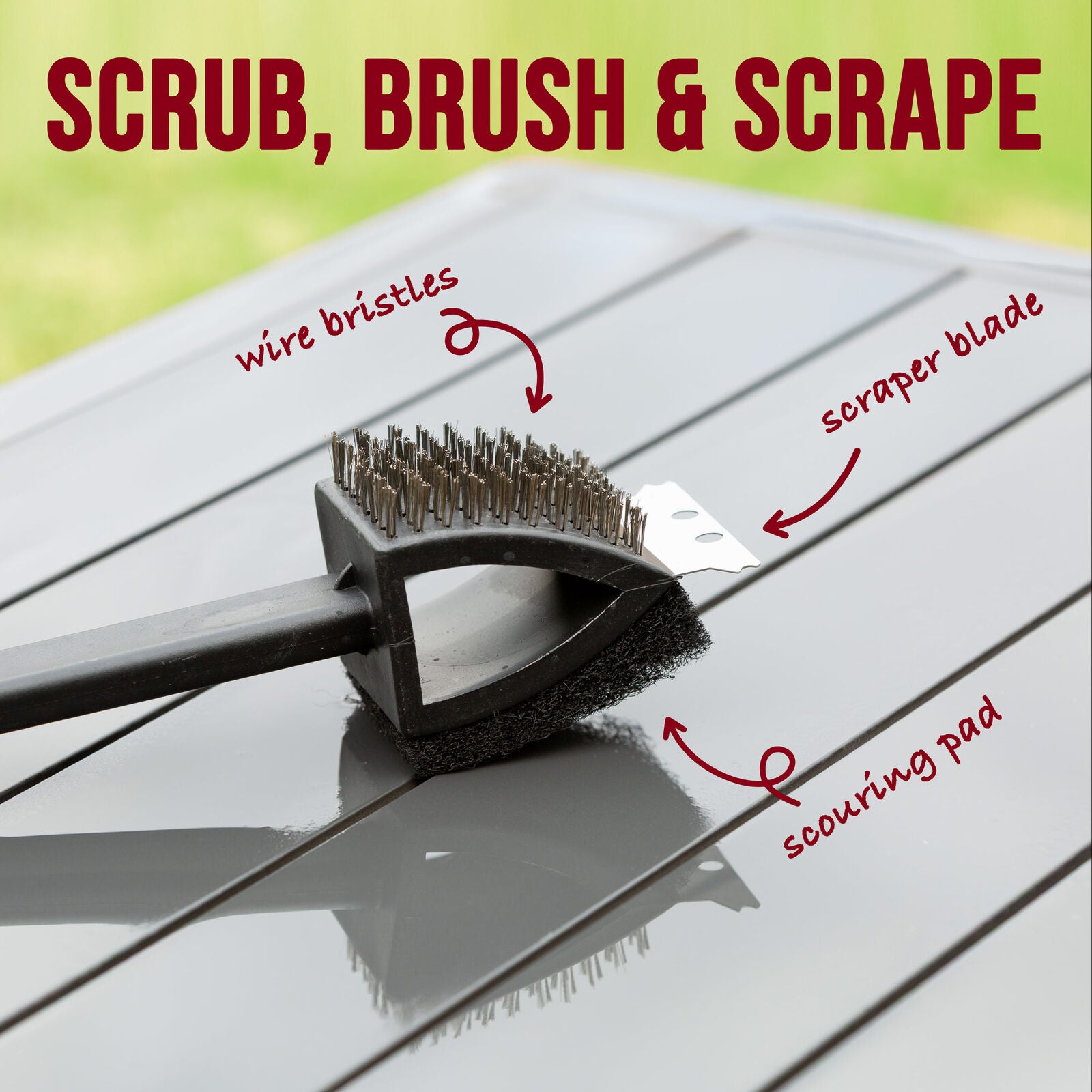 Stainless Steel BBQ Brush and Scraper Blade