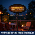 2000W 2.1m Free Standing Adjustable Portable Outdoor Electric Patio Heater Black