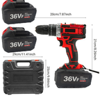 Cordless Drill w/2 Battery Heavy Duty Impact Driver Kit Brushless Hammer Set