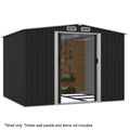 PLANTCRAFT Galvanised Steel Garden Shed 2.58 x 2.07 x 2.02m, with 2 Sliding Doors, 4 Air Vents, Gable Roof, Floor Frame, Black