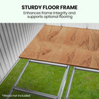 PLANTCRAFT Galvanised Steel Garden Shed 2.58 x 2.07 x 2.02m, with 2 Sliding Doors, 4 Air Vents, Gable Roof, Floor Frame, Black