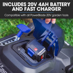 POWERBLADE 350CX 20V 13" Cordless Lawn Mower Kit, Fast Charger, 4Ah Battery, 5 Height, Brushless Electric, 330mm Cutting Path