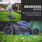 POWERBLADE 350CX 20V 13" Cordless Lawn Mower Kit, Fast Charger, 4Ah Battery, 5 Height, Brushless Electric, 330mm Cutting Path
