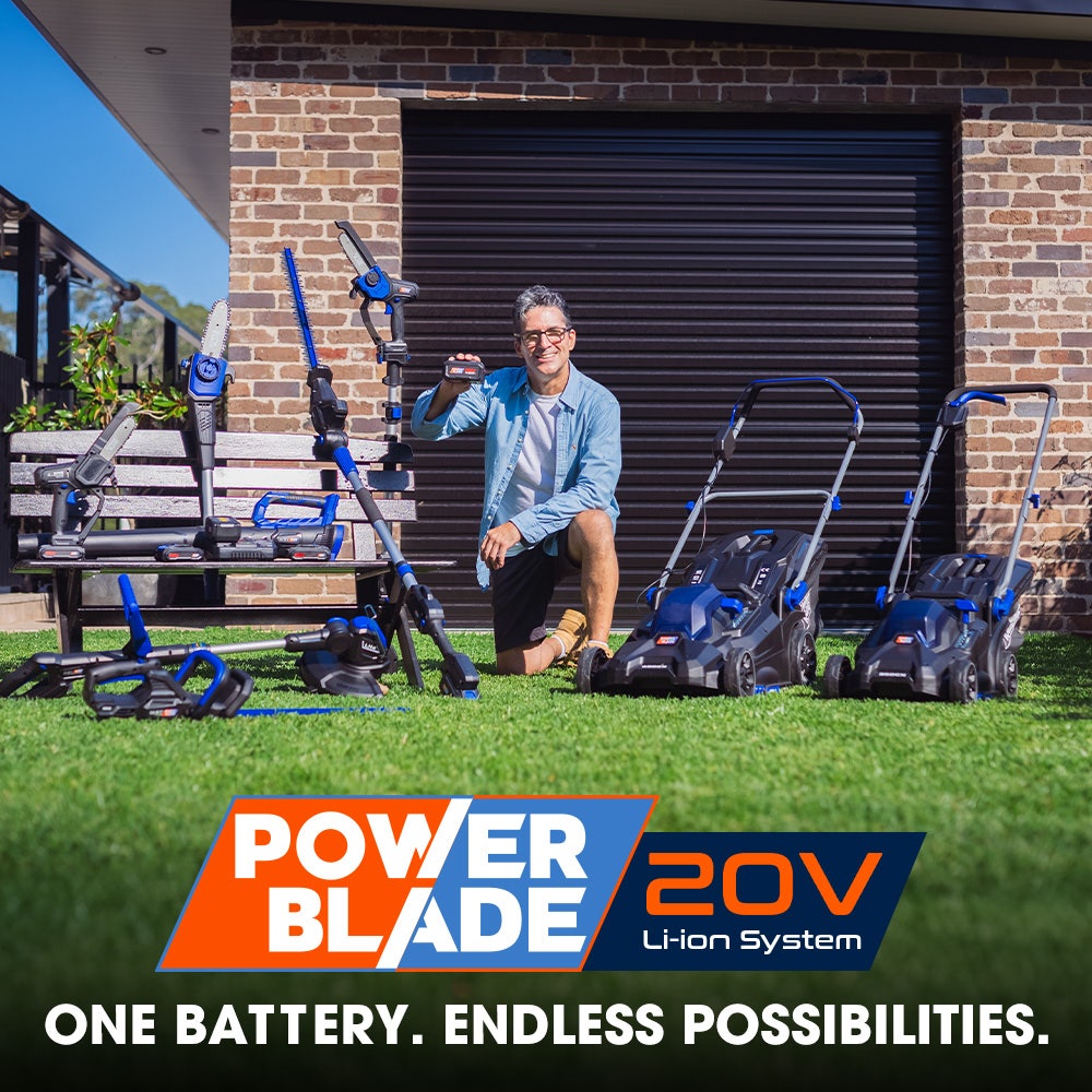 POWERBLADE 350CX 20V 13" Cordless Lawn Mower Kit, Fast Charger, 4Ah Battery, 5 Height, Brushless Electric, 330mm Cutting Path