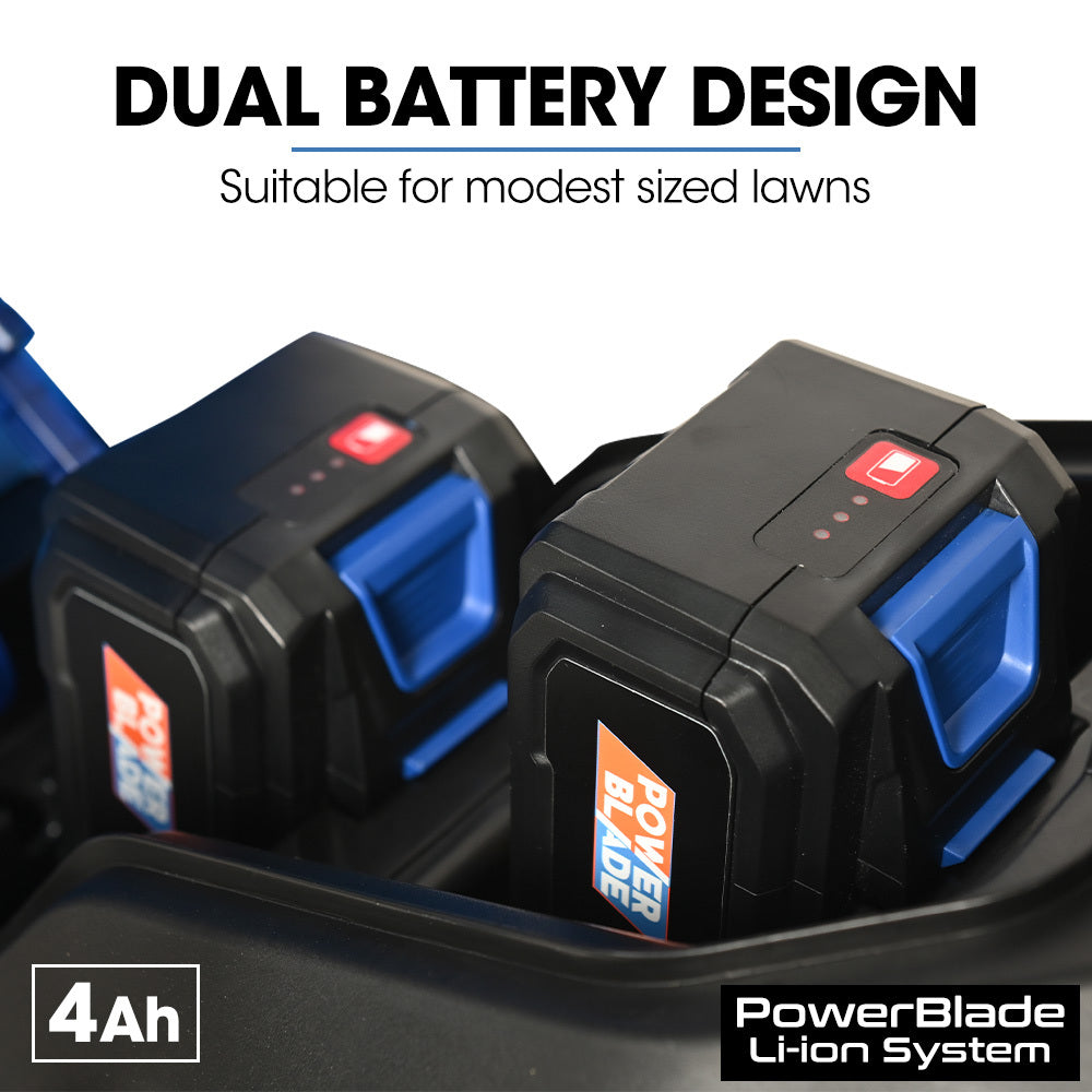 POWERBLADE 480CX 40V 17" Cordless Lawn Mower Kit, Fast Charger, 2 x 4Ah Batteries, 6 Stage Height, Brushless Electric, 430mm Cutting Path