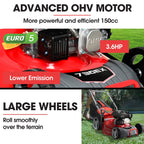 BAUMR-AG 18" 150cc Lawn Mower, 8 Heights, Steel Deck, Cup Holders, 4-Stroke Petrol Lawnmower - 730EX