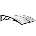 SHADE SHIELD 2x1m Aluminium Exterior Awning, Black DIY External UV Rain Protection Clear Polycarbonate Canopy Cover