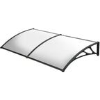 SHADE SHIELD 2x1m Aluminium Exterior Awning, Black DIY External UV Rain Protection Clear Polycarbonate Canopy Cover
