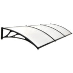 SHADE SHIELD 3x1m Aluminium Exterior Awning, Black DIY External UV Rain Protection Clear Polycarbonate Canopy Cover
