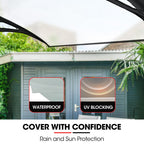 SHADE SHIELD 3x1m Aluminium Exterior Awning, Black DIY External UV Rain Protection Clear Polycarbonate Canopy Cover