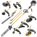 BAUMR-AG 65cc 9in1 Long Reach Garden Multi-tool, Pole Saw, Hedge & Line Trimmer, Brush Cutter, 12" Tree Trimming Pruning Chainsaw Bar