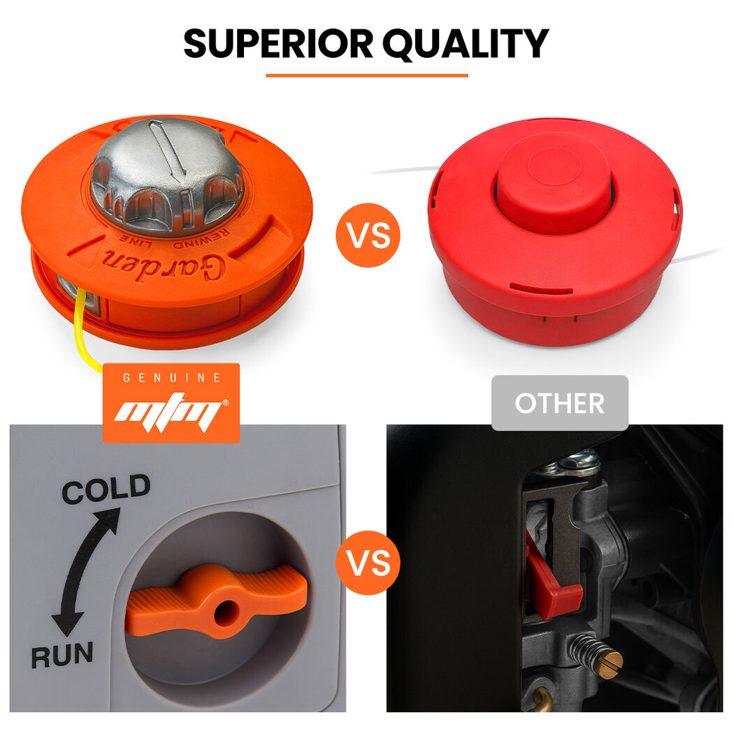 MTM 62cc 7in1 Brush Cutter Garden Multi-Tool , Pole Hedge & Line Trimmer, Bullhorn Handle, 12" Tree Trimming Pruning