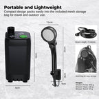 Social Hike Portable Camping Shower Kit - 6000MAh Outdoor Rechargeable Pump LED