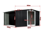 Wallaroo Garden Shed with Semi-Close Storage 6*8FT - Black