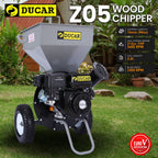 Ducar Wood Chipper Shredder Mulcher Garden 8hp Petrol Motor Upright Grinder - Silver