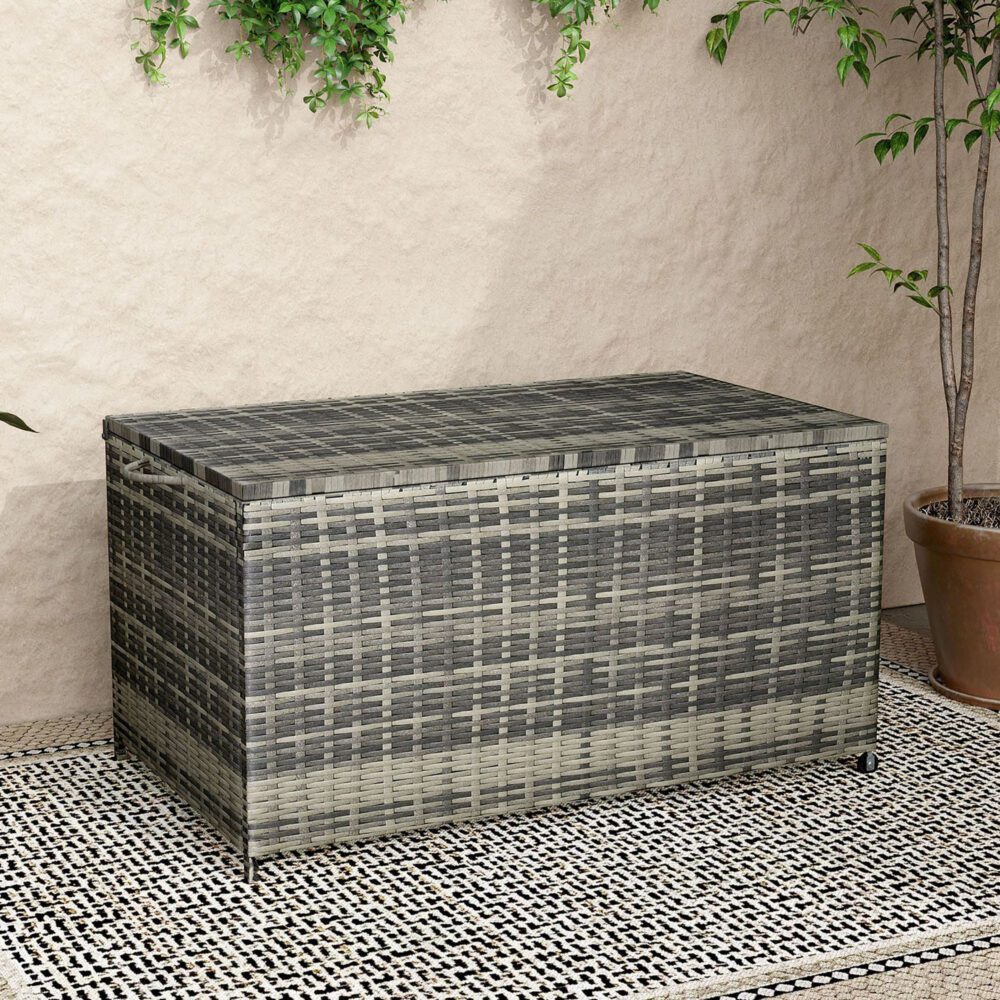 Outdoor PE Wicker Storage Box Garden 320L-Grey