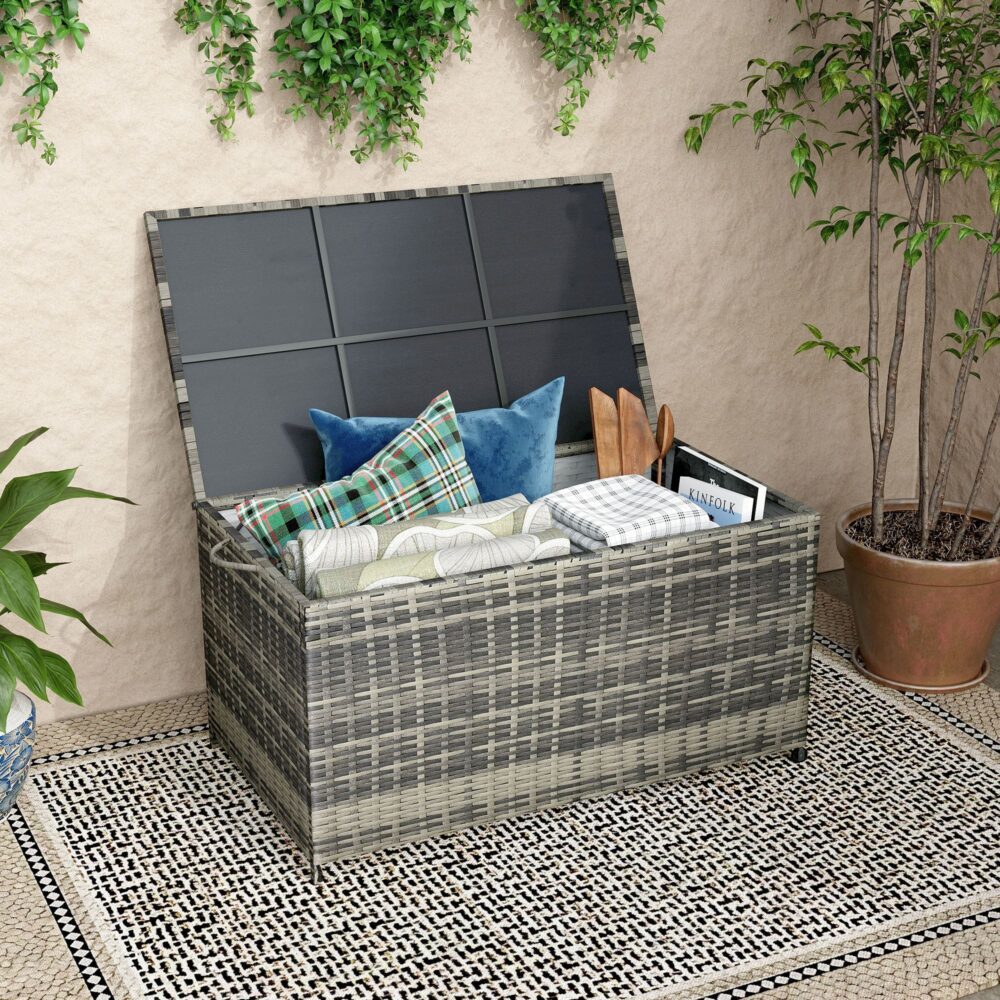 Outdoor PE Wicker Storage Box Garden 320L-Grey
