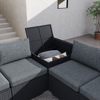 8PCS Outdoor Furniture Modular Lounge Sofa Lizard-Black