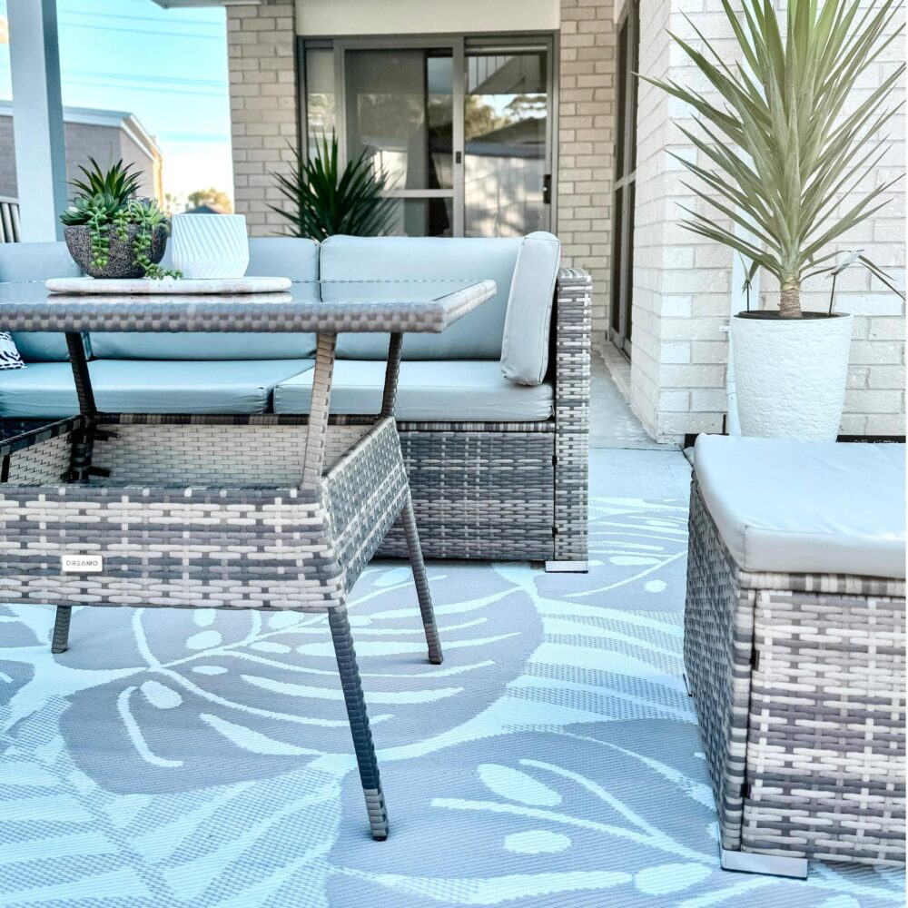 8PC Outdoor Dining Set Wicker Table &amp; Chairs-Grey