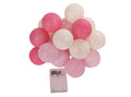 1 Set of 20 LED Pink 5cm Cotton Ball Battery Powered String Lights Christmas Gift Home Wedding Party Girl Bedroom Decoration Outdoor Indoor Table