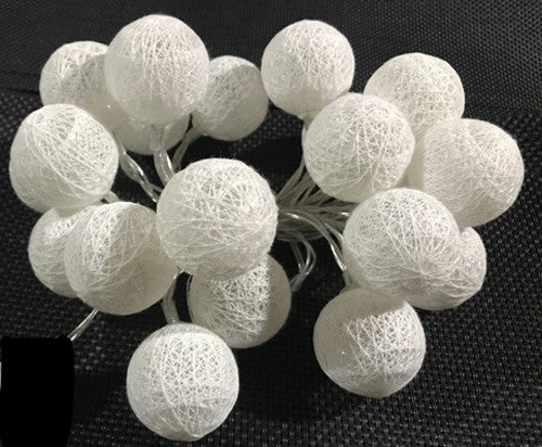 1 Set of 20 LED White 5cm Cotton Ball Battery Powered String Lights Christmas Gift Home Wedding Party Bedroom Decoration Outdoor Indoor