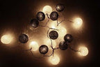 1 Set of 20 LED Black White 5cm Cotton Ball Battery Powered String Lights Xmas Gift Home Wedding Party Bedroom Decoration Outdoor Indoor