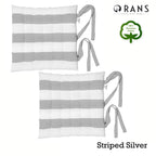 Rans Set of 2 Alfresco Cotton Chair Pads 40x40 cm - Striped Silver