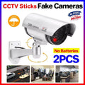 2pcs Dummy Security Camera with Flashing LED Outdoor Fake CCTV Surveillance Decoy