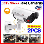 2pcs Dummy Security Camera with Flashing LED Outdoor Fake CCTV Surveillance Decoy