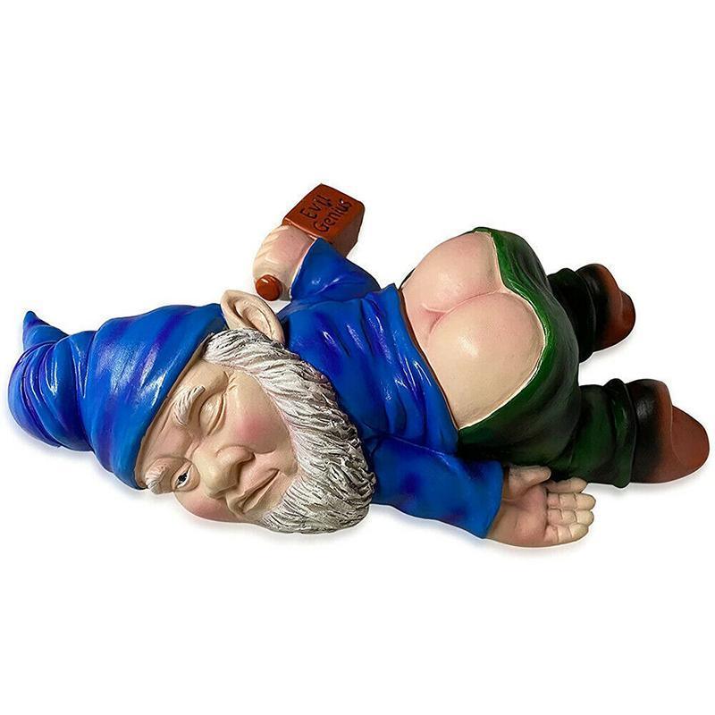 Funny Drunk Dwarf Garden Gnome Decor Yard Patio Ornament Rude Passed Out Statue