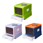 Folding Enclosed Cat Litter Box Foldable Drawer Toilet Anti-Splash Pet Supplies - Purple